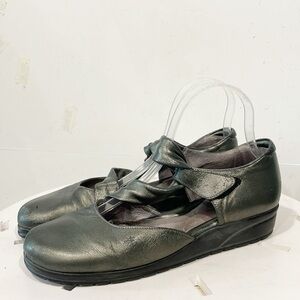 BeautiFeel Womens Pleasure Wedge Metallic Green Genuine Leather Sz 40 US‎ 9.5